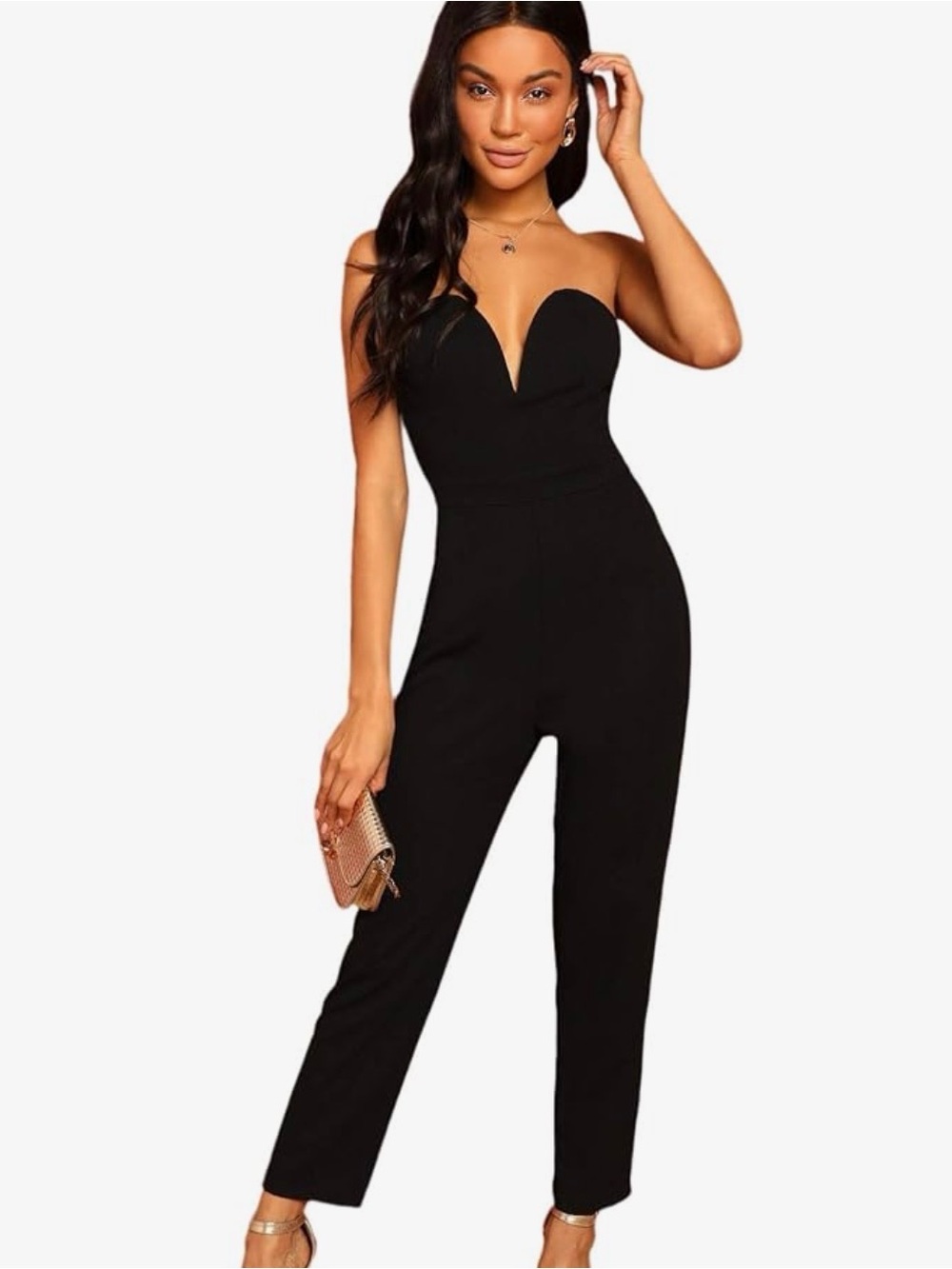 Strapless Black Jumpsuit - Elegant Women's Jumpsuit